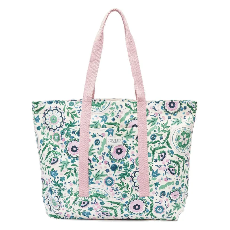 Joules Promenade Beach Bag - Cream Floral