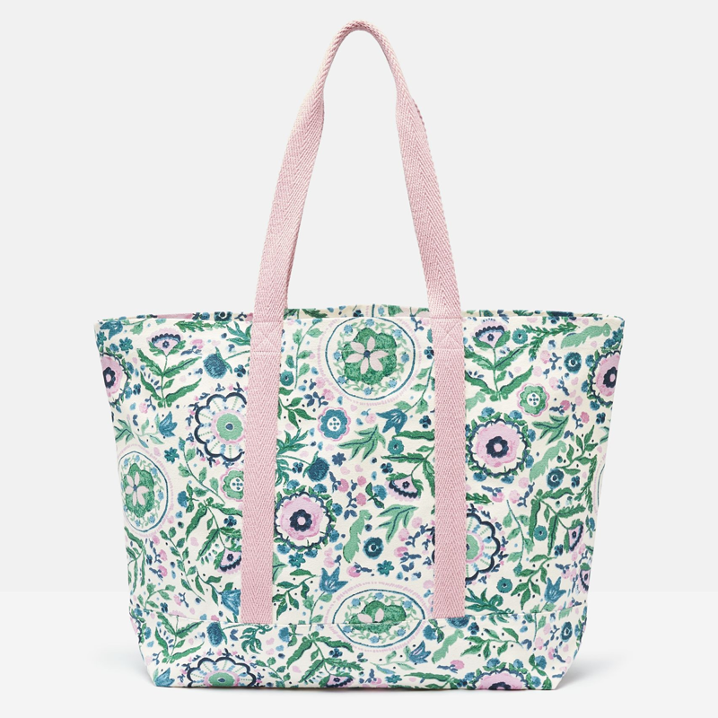 Joules Promenade Beach Bag - Cream Floral-1