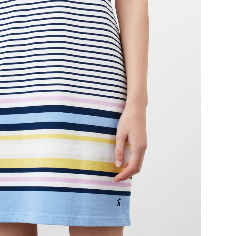 Joules Riva Sleeveless Jersey Dress - Blue Multi Stripe-3