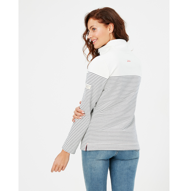 Joules Saunton Funnel Neck Sweatshirt - Cream French Navy Stripe-2