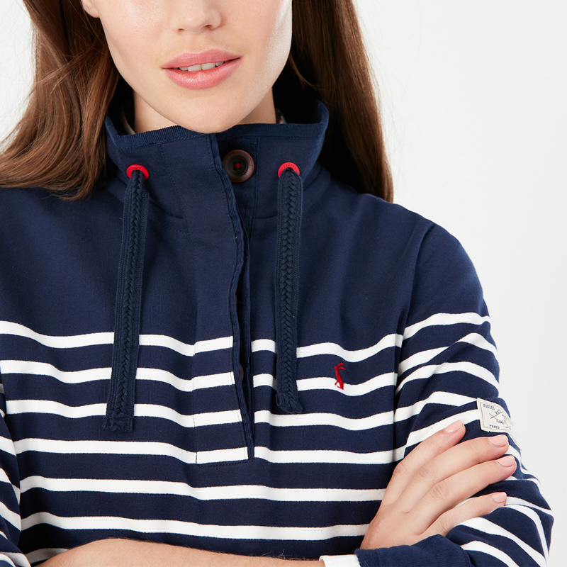 Joules Saunton Funnel Neck Sweatshirt - French Navy Cream Stripe-3