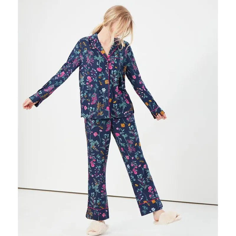 Joules Sleeptight Light Pyjama Set - Navy Ditsy Florals-2
