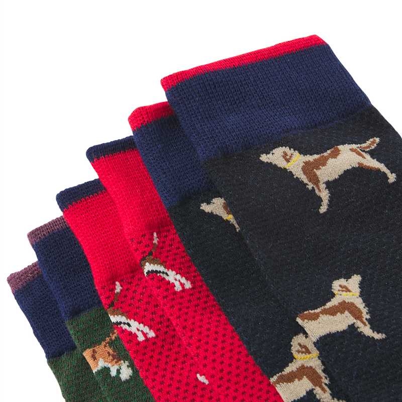 Joules Striking 3Pk Cotton Socks - Textured Dogs 3Pk-1