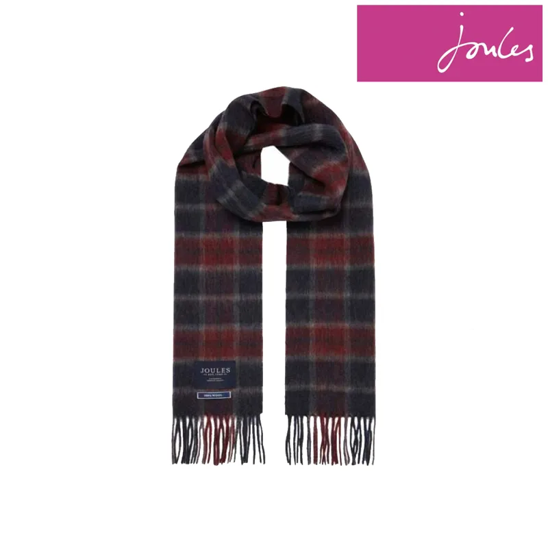 Joules Tytherton Mens Wool Checked Scarf - Purple Marl Check