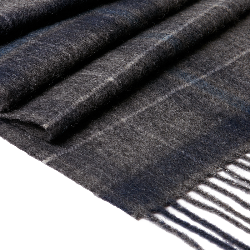 Joules Tytherton Wool Checked Scarf - Grey Marl Check-2