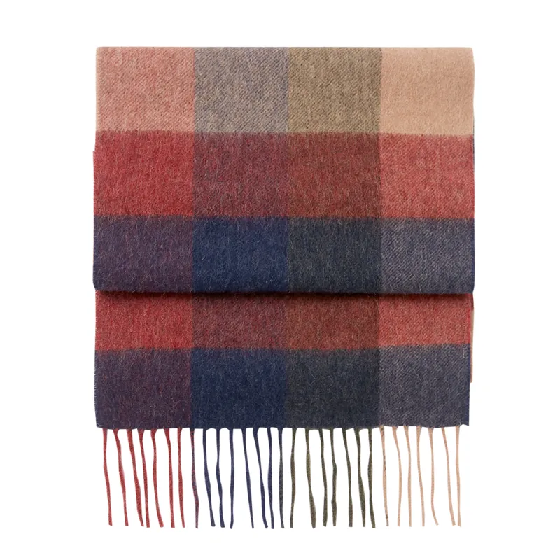Joules Tytherton Wool Checked Scarf - Red Multi Check-2