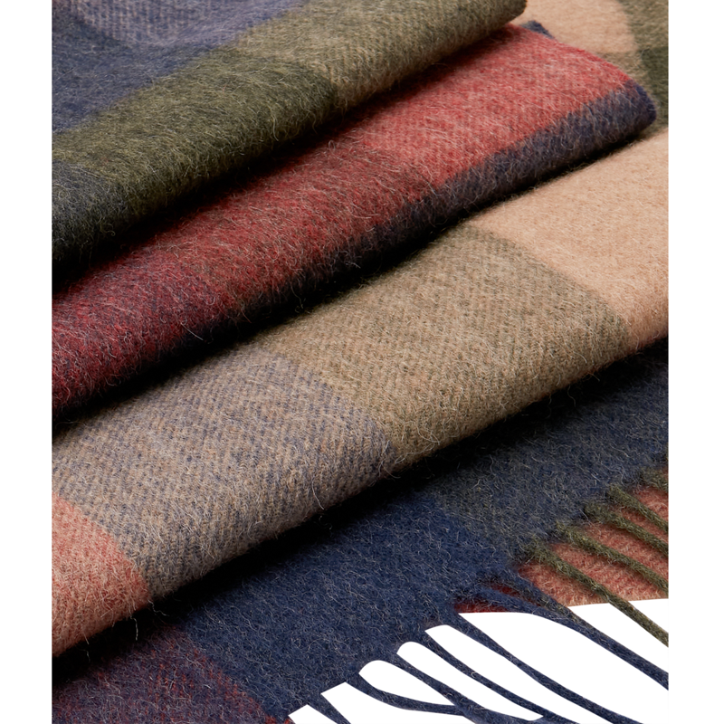 Joules Tytherton Wool Checked Scarf - Red Multi Check-3