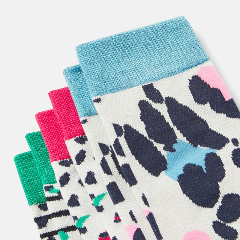 Joules Excellent Everyday 3 Pack Eco Vero Socks - Cream Leopard-1