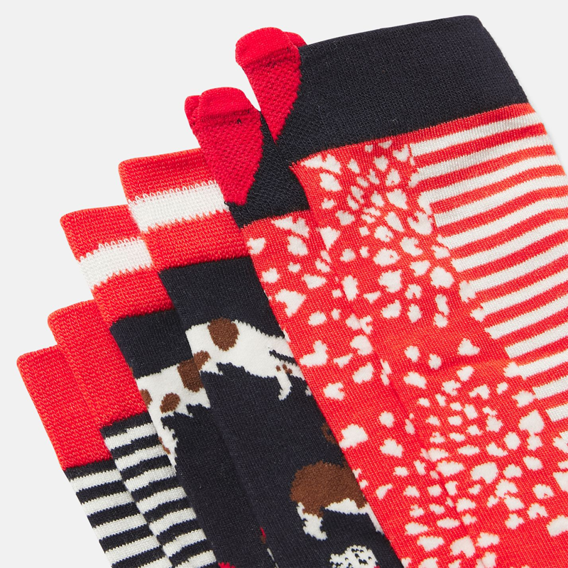Joules Excellent Everyday 3 Pack Eco Vero Socks - Navy Dogs-1