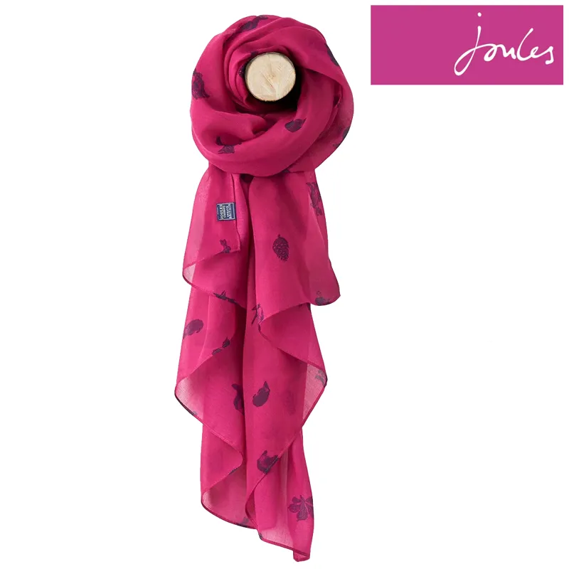 Joules Wensley Scarf Z - Ruby Pink Etched Animals