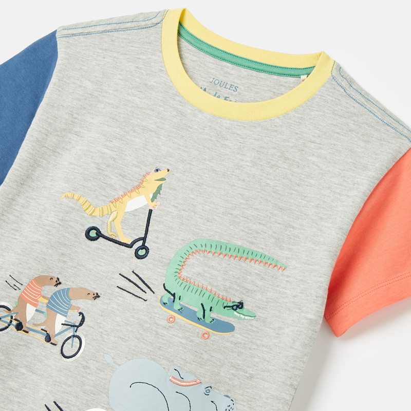 Joules Zack Hotch Potch Children's T-Shirt - Grey Marl-2