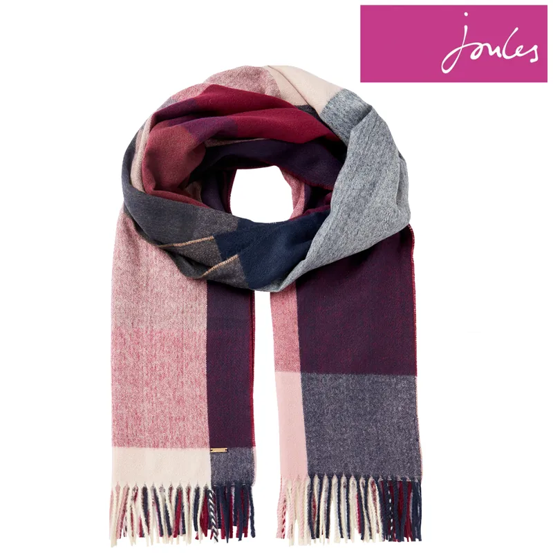 Joules Farah Check Scarf - Cream Pink Check