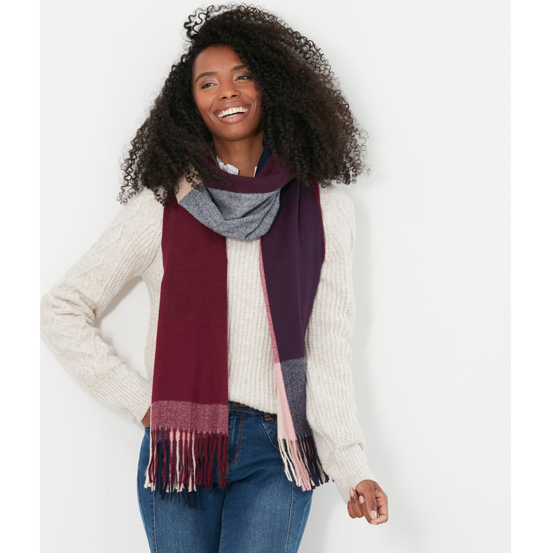 Joules Farah Check Scarf - Cream Pink Check-3