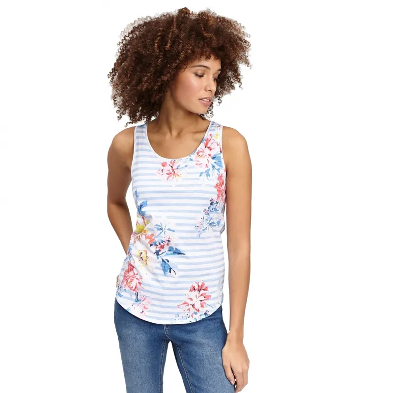 Joules Bo Printed Vest - White Stripe Whitstable Floral-2