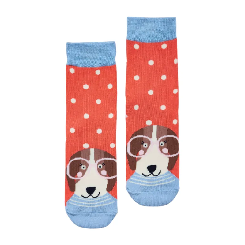 Joules Neat Feet Character Socks - Pink Spot Dog