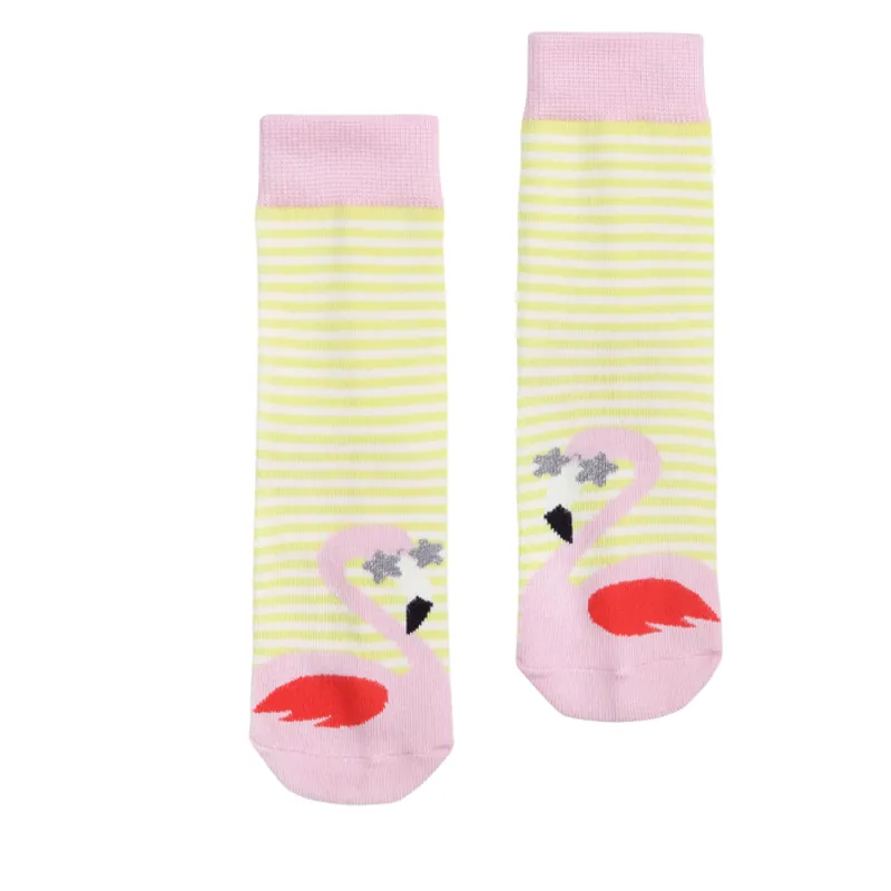 Joules Neat Feet Character Socks - Yellow Flamingo-1
