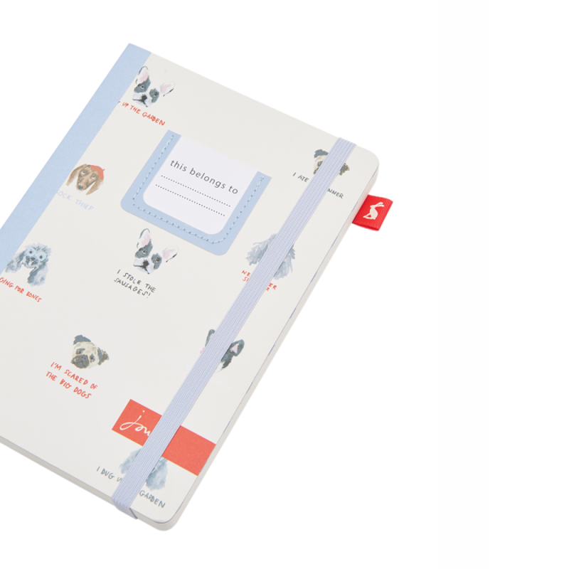 Joules A5 Hardback Lined Notebook - White All Over Dogs-2