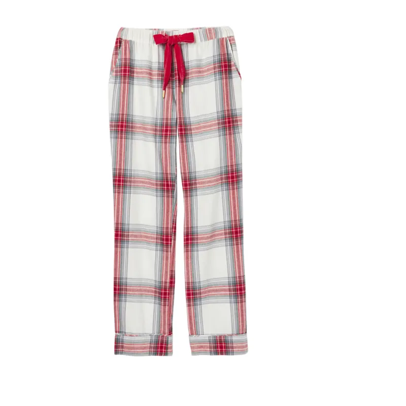 Joules Snooze Ladies Woven Pyjama Bottoms - Cream Check-1
