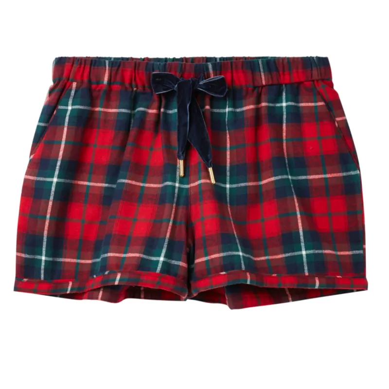 Joules Tali Woven Pyjama Shorts - Red Check-1