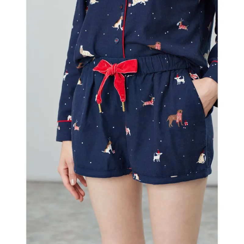 Joules Tali Woven Pyjama Shorts - Xmas Dogs-1