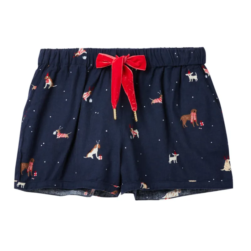 Joules Tali Woven Pyjama Shorts - Xmas Dogs-2