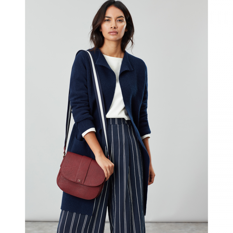 Joules Bridport Faux Leather Saddle Cross Body Bag - Berry-1