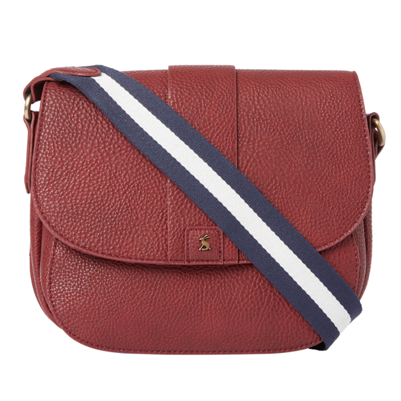 Joules Bridport Faux Leather Saddle Cross Body Bag - Berry-2
