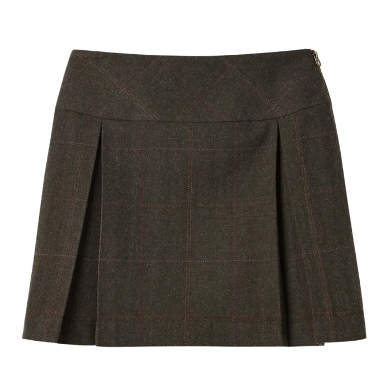 Joules Aggie Tweed A Line Skirt - Green Tweed