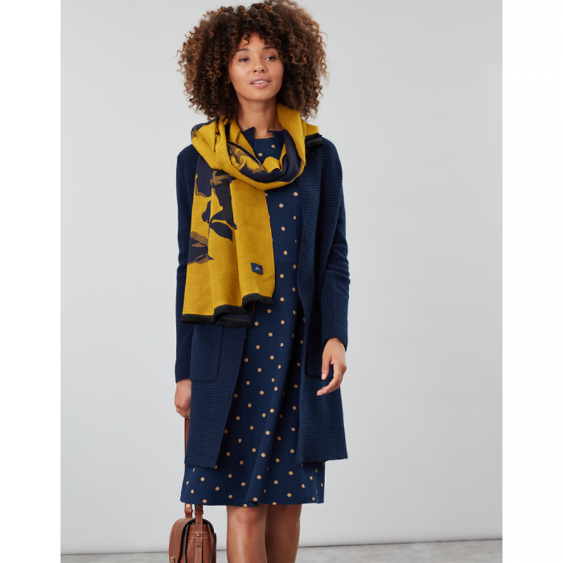 Joules Jacquelyn Jacquard Scarf - Gold Floral-1