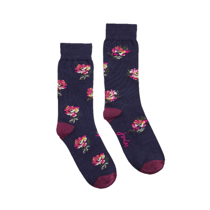 Joules Brilliant Bamboo Ladies Socks - Navy Peony-1
