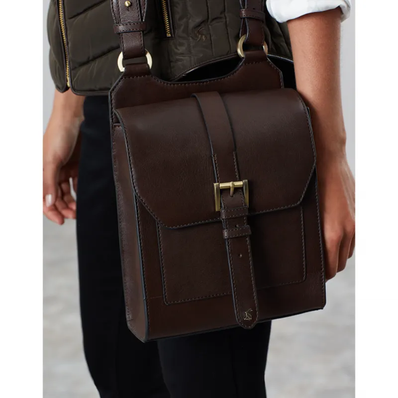 Joules Stratford Leather Cross Body Bag Chocolate