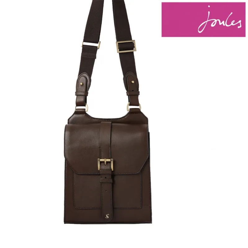 Joules Stratford Leather Cross Body Bag Chocolate