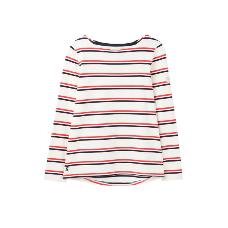 Joules Harbour Long Sleeve Jersey Top - Cream Red Blue Stripe