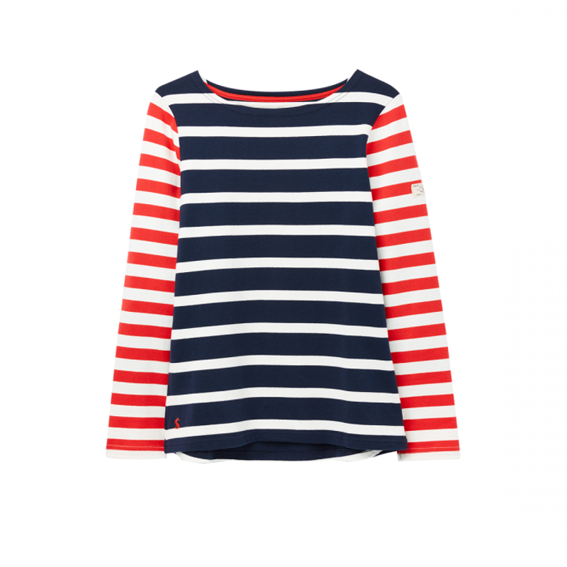 Joules Harbour Long Sleeve Jersey Top - Navy Cream Stripe-1
