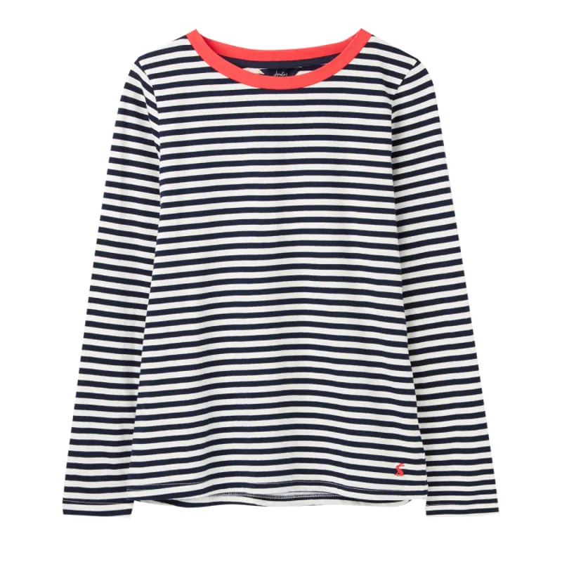 Joules Selma Long Sleeve Jersey Top - Navy Cream Stripe