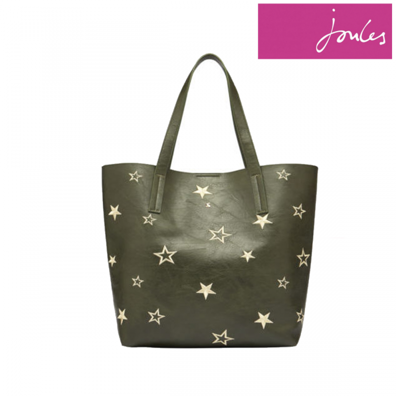 Joules Cindy Embroidered PU Shopper - Khaki-2