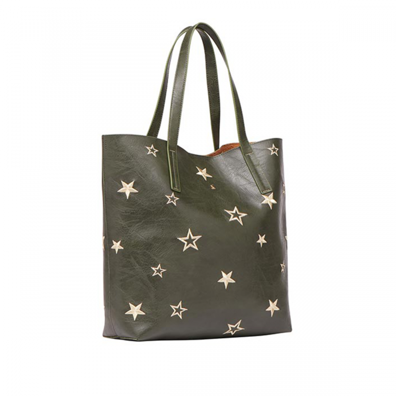 Joules Cindy Embroidered PU Shopper - Khaki-1