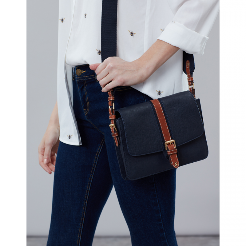 Joules Wimbourne Carriage Leather Cross Body Bag - French Navy-1