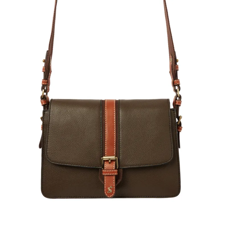 Joules Wimbourne Carriage Leather Cross Body Bag - Khaki