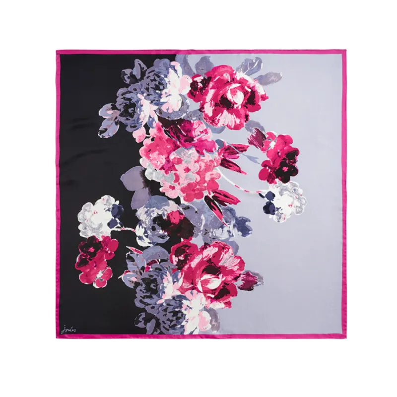Joules Bloomfield Silk Scarf Z - Black Winter Floral