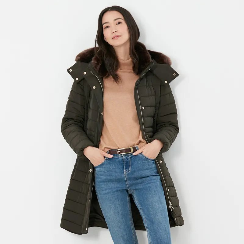 Joules Cherington Showerproof Longline Padded Coat - Heritage Green-3