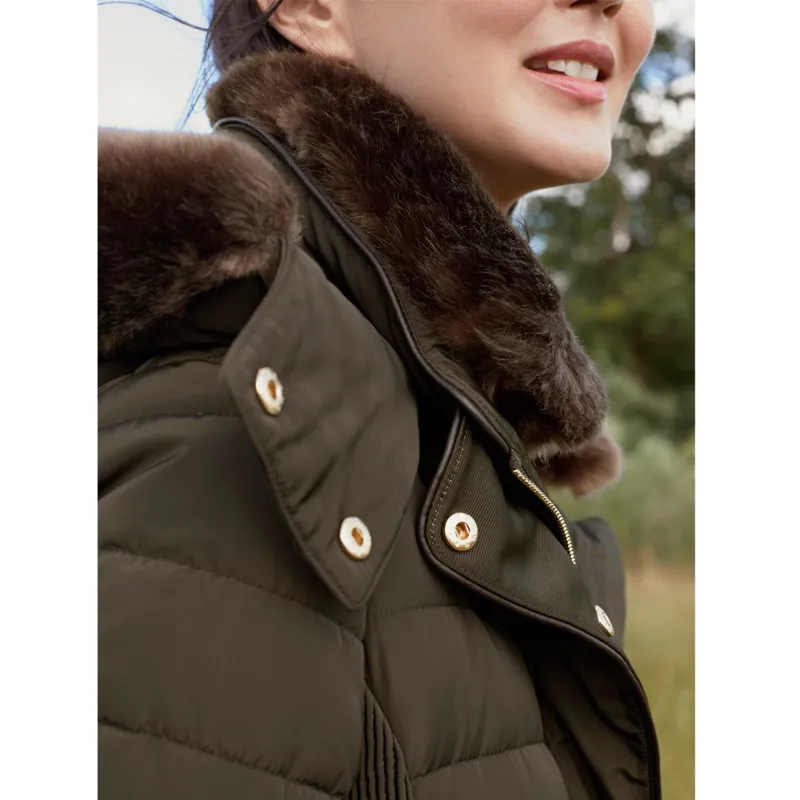 Joules Cherington Showerproof Longline Padded Coat - Heritage Green-5