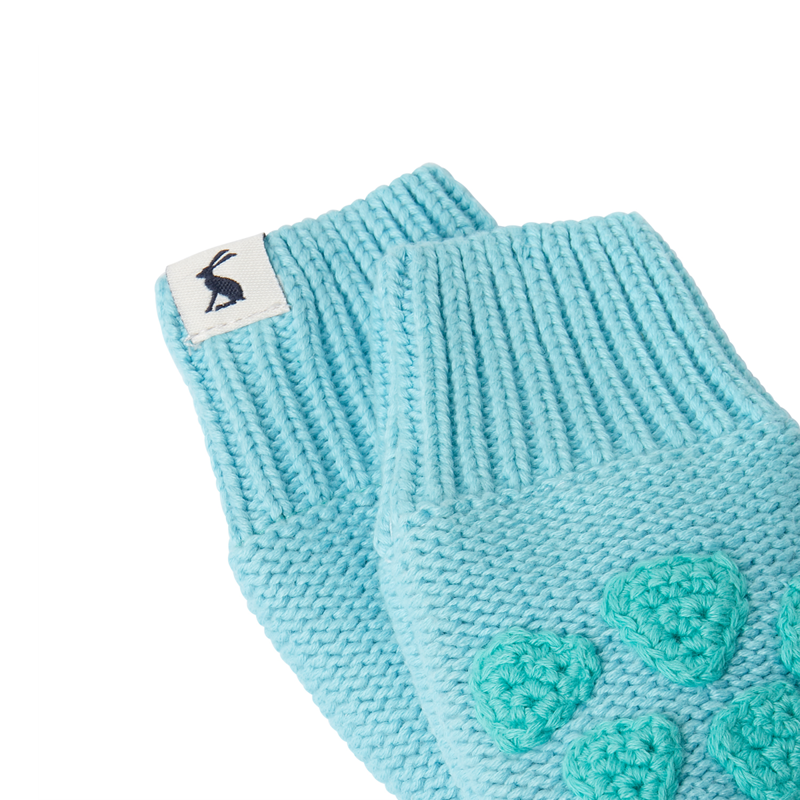 Joules Paws Pawprint Knitted Mittens - Blue-1