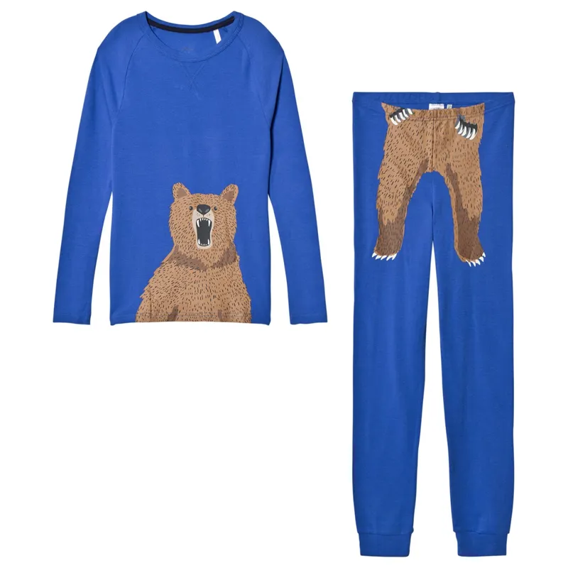 Joules Kipwell Bear Print Pyjama Set - Blue