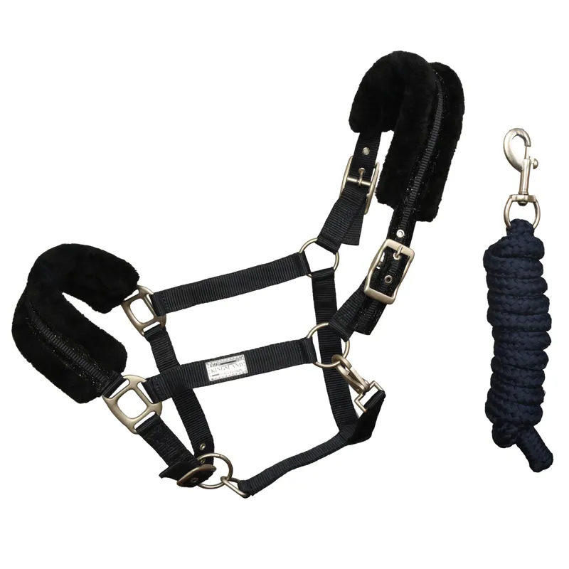 Kingsland KLblanca Faux Fur Headcollar and Leadrope - Navy