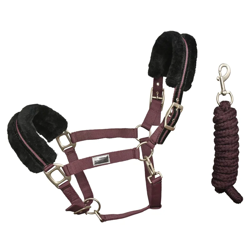 Kingsland KLblanca Faux Fur Headcollar and Leadrope - Purple Flint