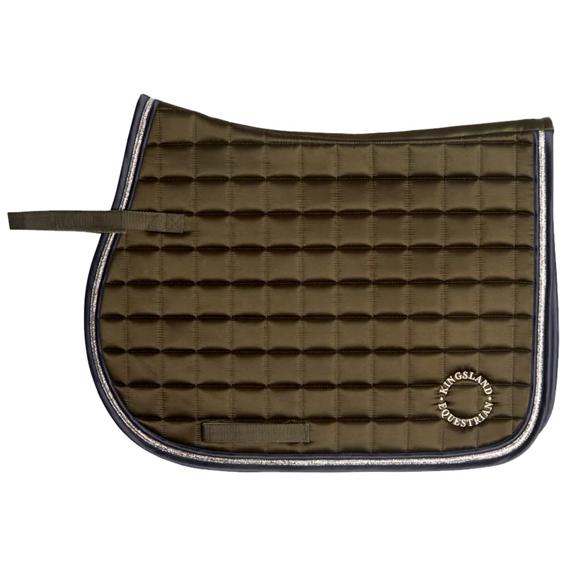 Kingsland KLSelena with Satin and Lurex Piping Jumping Saddlepad - Green Black Ink