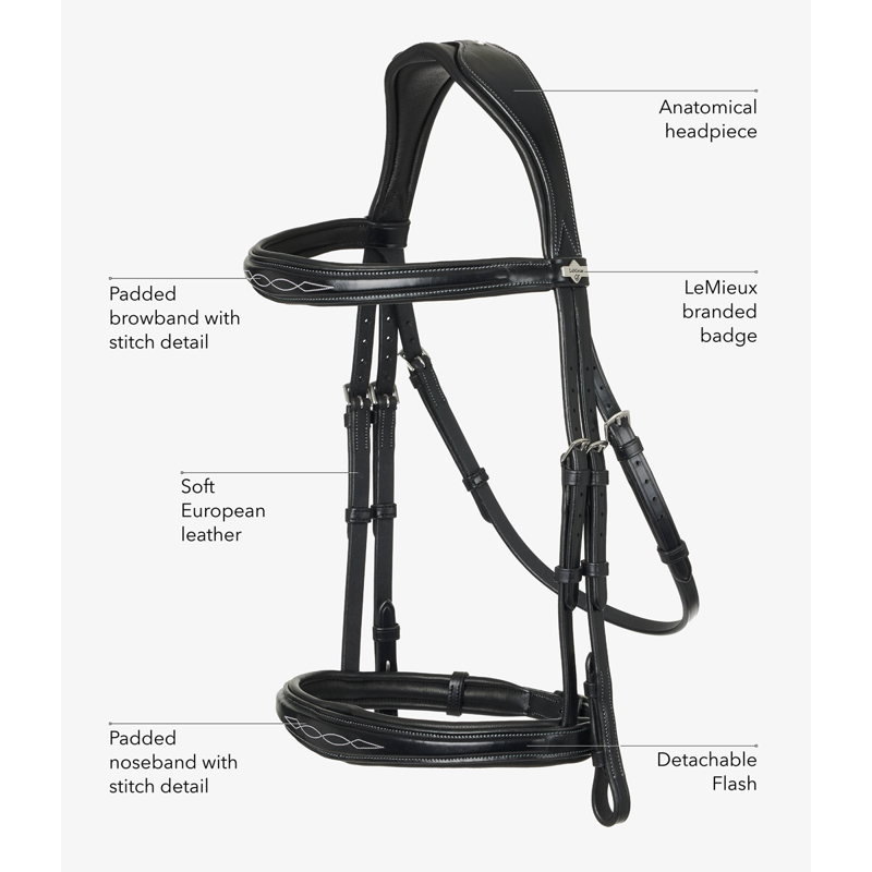 LeMieux Kudos Competition Flash Bridle - Havana - SAMPLE -5