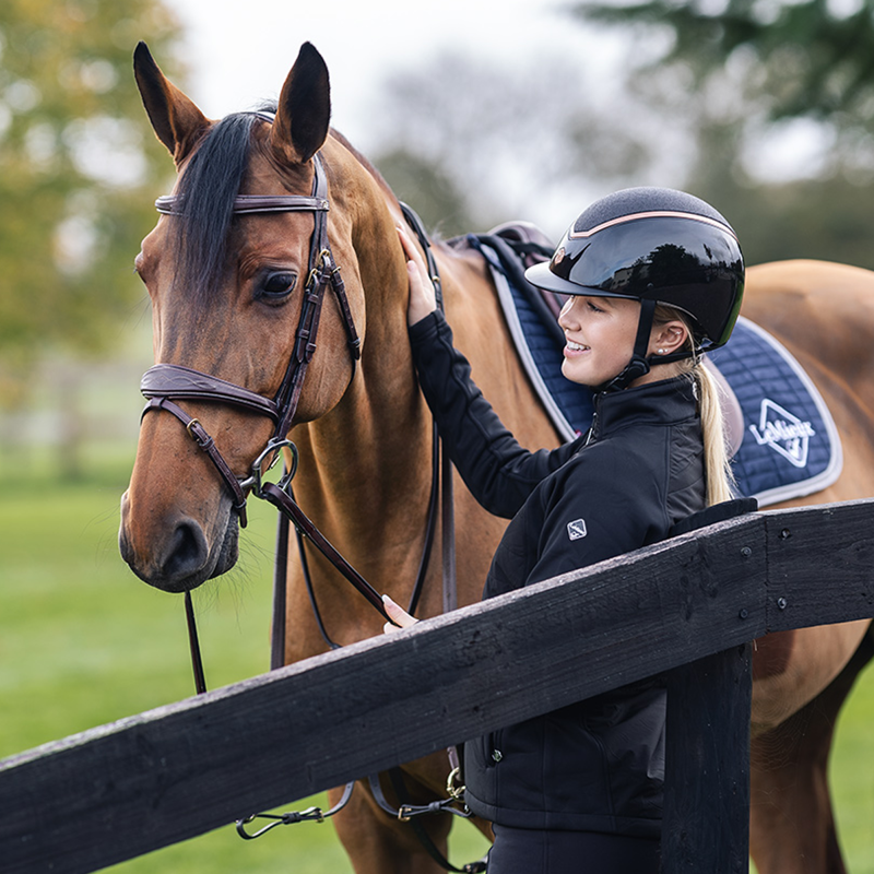 EQX by Charles Owen Kylo Sparkly Riding Hat - Black Gloss/Rose Gold-3