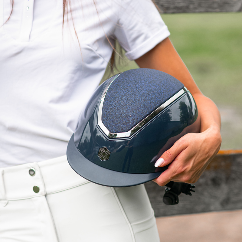 EQX by Charles Owen Kylo Sparkly Riding Hat - Navy Gloss/Pewter-5